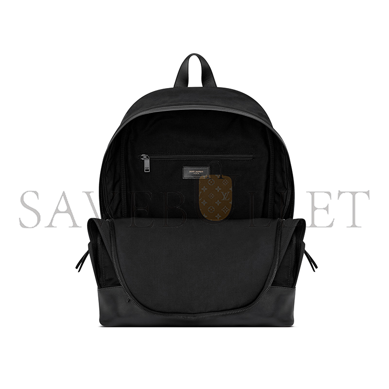 YSL CITY BACKPACK IN NYLON CANVAS AND LEATHER 821007FAEEF1000 (42*32*14cm)